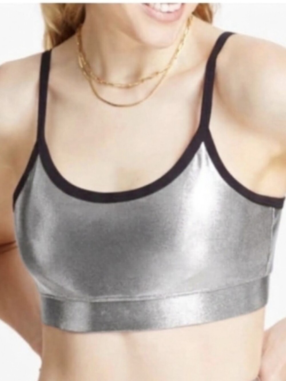 Heroine Sport Bra liquid Metallic Silver Performance high-fashion streetwear M